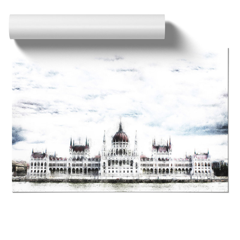 Hungarian Parliament Building Hungary Painting - Frameless Print, 30cm H x 42cm W x 0.1cm D