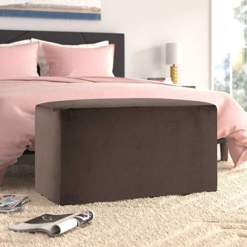 Azemar Polyester Upholstered Bench, Bella Chocolate Performance Velvet