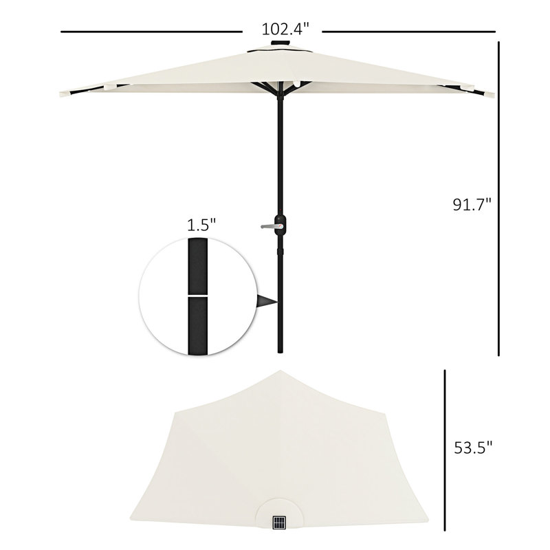 Petit demi-parasol ventilé avec demi-parasol extérieur, Blanc, crème