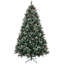 Arbre de Noël artificiel enneigé 8 pi avec pommes de pin et baies rouges pré-décorées avec base en métal