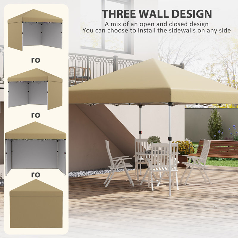 Outsunny 10' x 10' Pop Up Canopy Tent with 3 Sidewalls