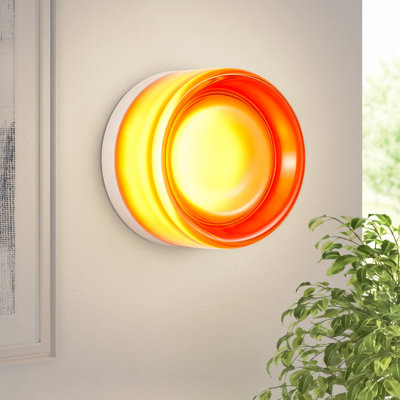 Modern 1-Light 5" Round LED Wall Sconce & Ceiling Light with Matte White Finish and Decorative Glass Shade