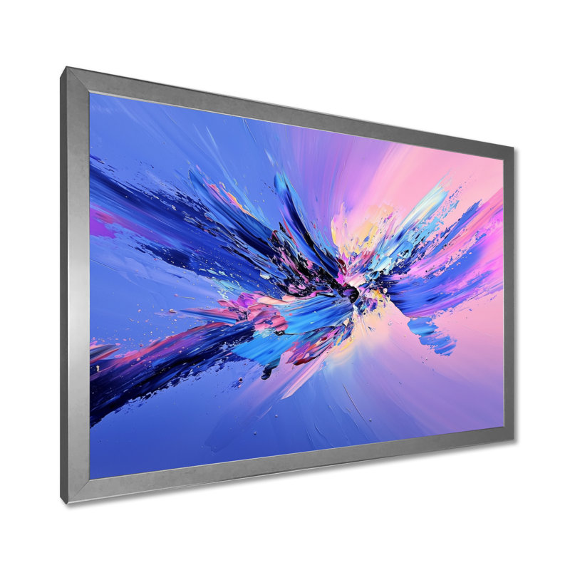 «Galactic Mauve Explosion In Space I», art mural fractal abstrait, H 34 po x l 44 po, Silver