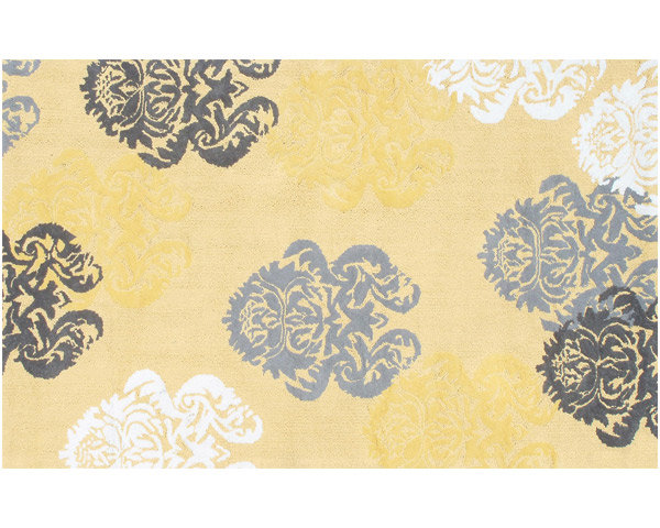 Coton jaune/gris fait à la main ikat Tapis décoratif