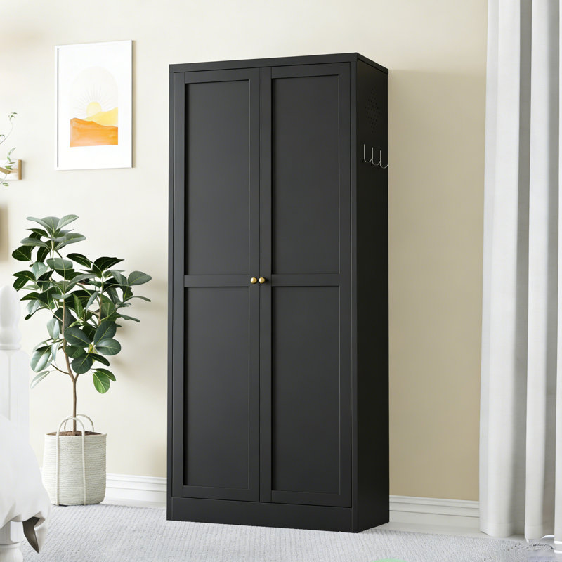 Durable Metal Pantry Cabinet - Easy Assemble, Multi-Use for Kitchen, Living Room, Bedroom, Black