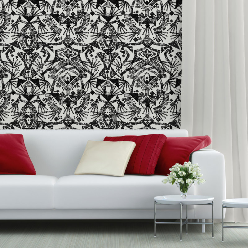 Rouleau de papier peint métallique L 10 pi x l 24 po Jaren, Noir / blanc