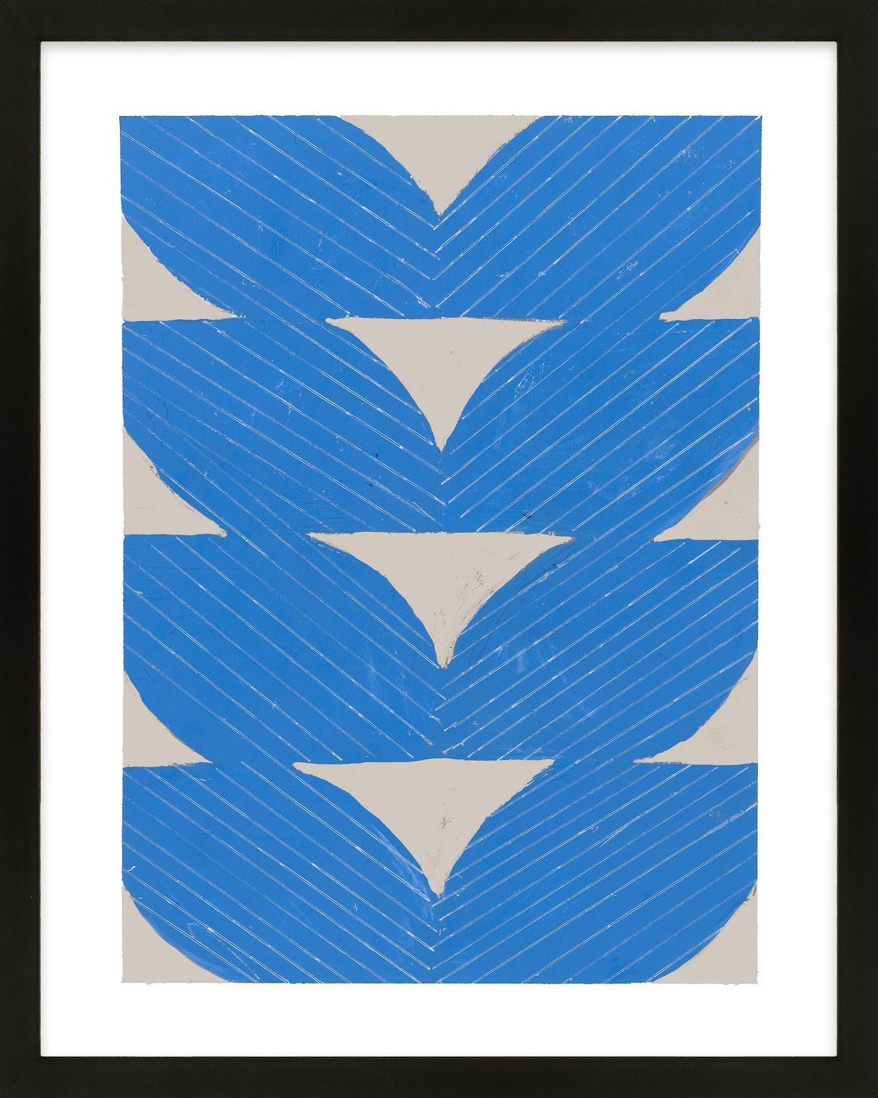 Blue Chevron "Blue Chevron" Painting, Black, 38" H x 30" W x 1.25" D