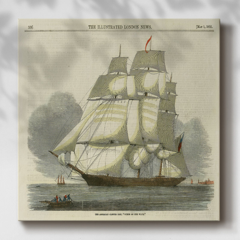 " Antique Clipper Ship IV ", 32" H x 32" W x 1.5" D
