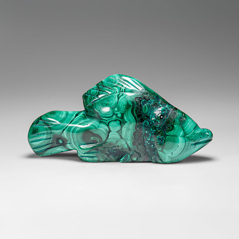 Genuine Polished Malachite Fish Carving (256.8 Grams)