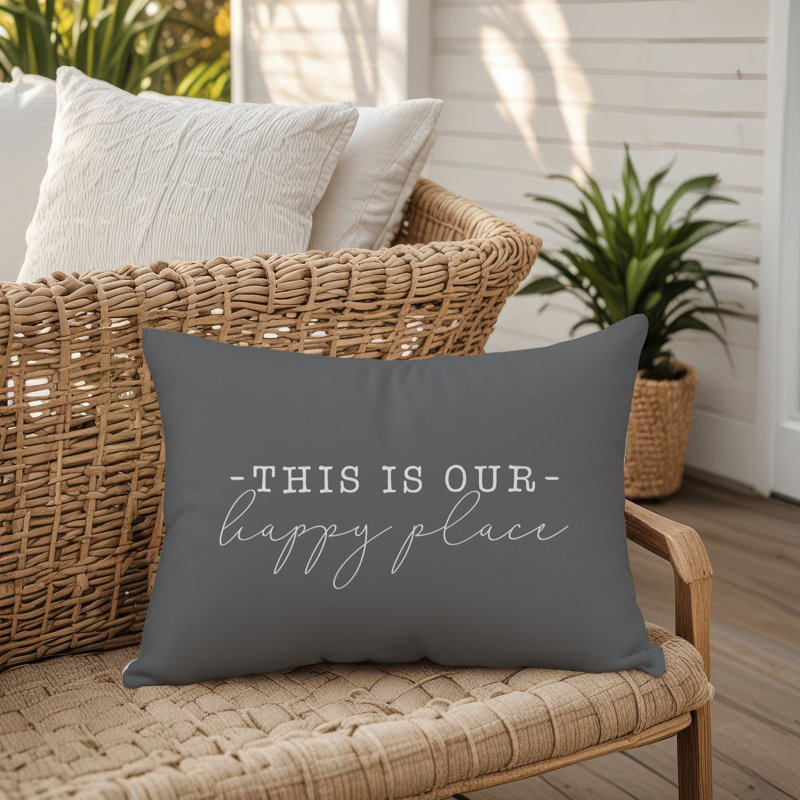 Outdoor Reversible Throw Pillow, Dark Gray/White