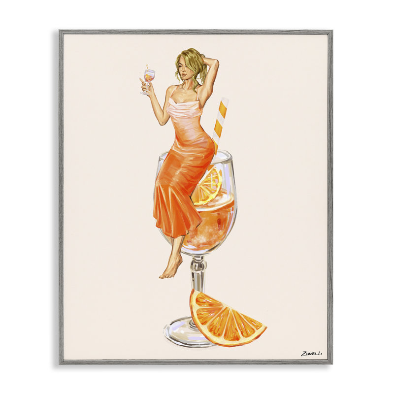 «Woman & Orange Slice», estampe numérique giclée par Ziwei Li, H 20 po x l 16 po, Estampe numérique Farmhouse