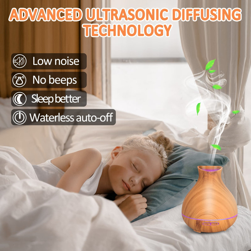 2 PCS Aromatherapy Essential Oil Diffuser, 550ml Ultrasonic Humidifier, Waterless Auto-Off, 7 LED Colours, Cool Mist for Large Rooms & Home