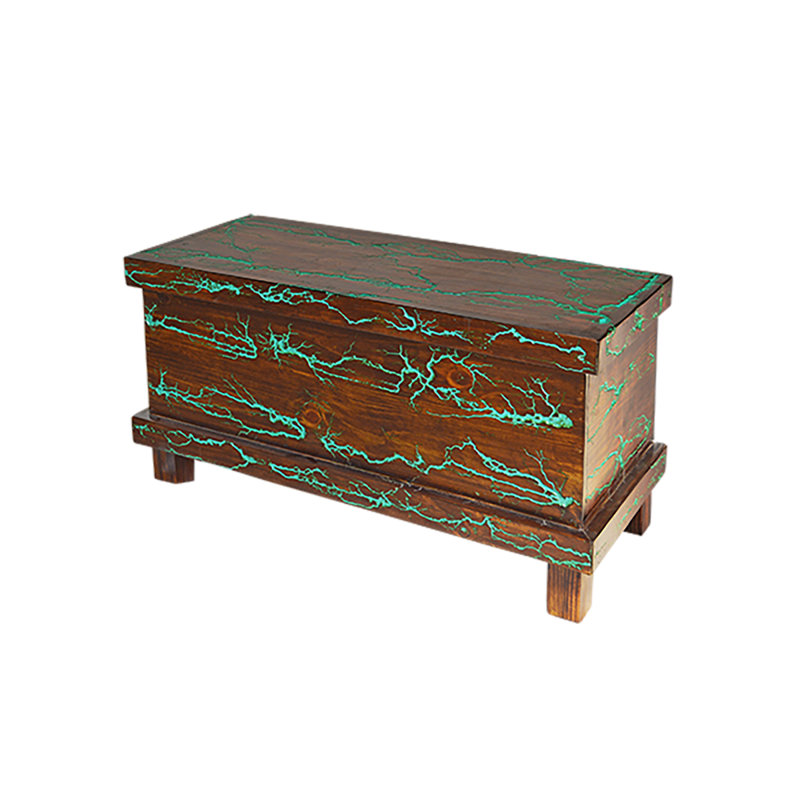 Coffre en bois récupéré avec turquoise Zluis