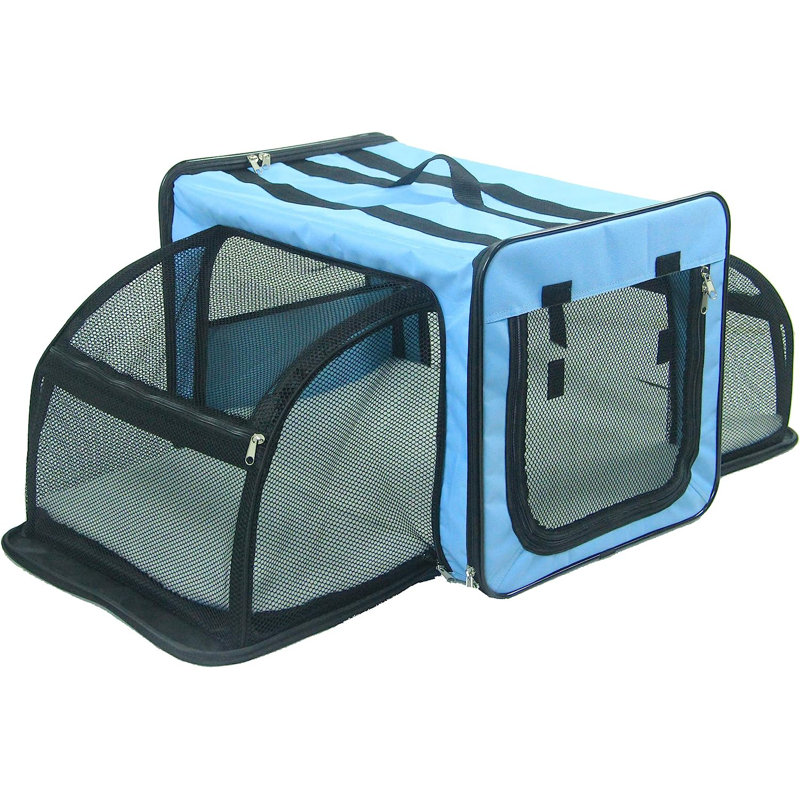 X-Small Blue Expandable Mesh Travel Pet Crate