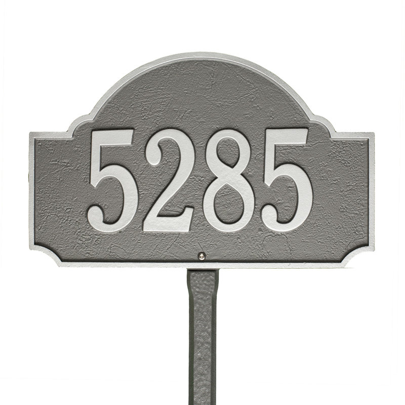 Plaque d'adresse pour pelouse 1 ligne Fitzwilliams, Oui, Étain/Argent