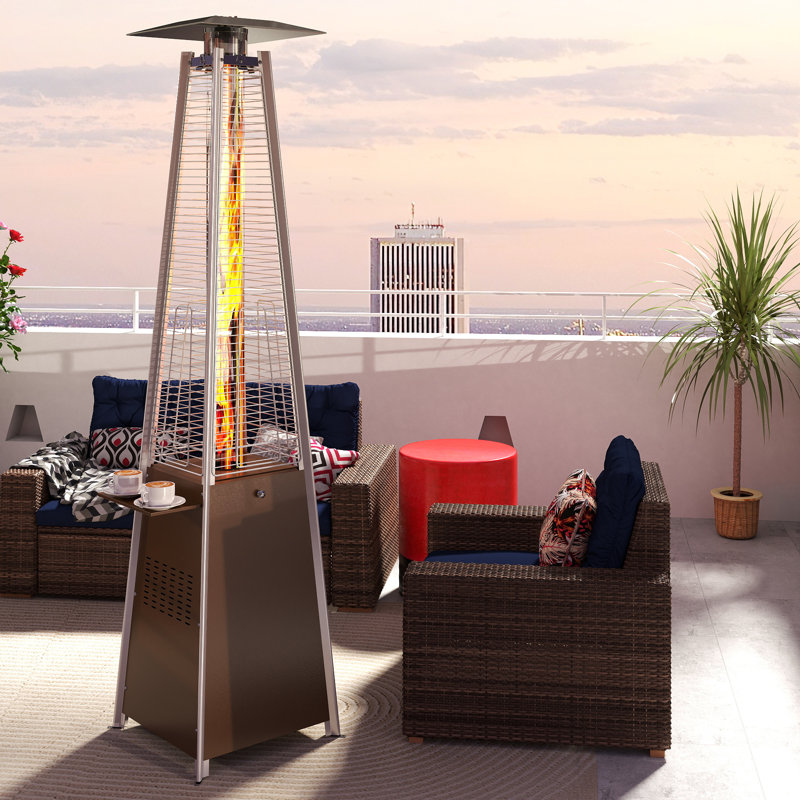 Chauffe-terrasse au propane avec roulettes 48 000 BTU, Brun