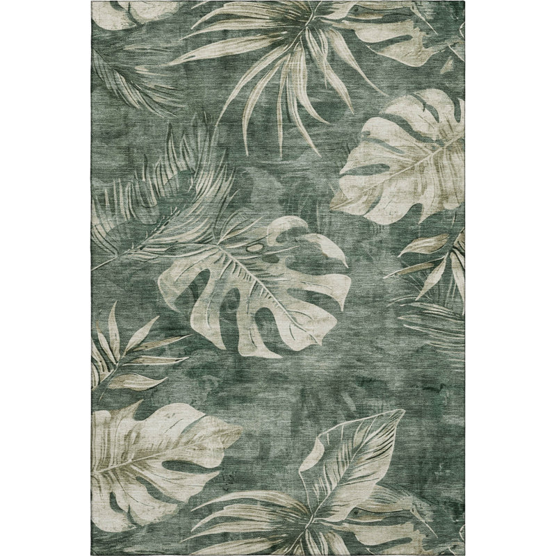 Premium Machine Washable Fairwood AMF1887 Floral Rug, Rectangle 3' x 5'