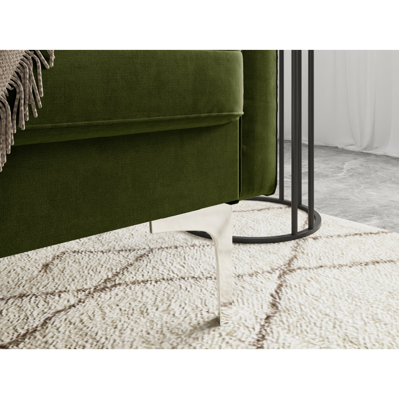 Maeesha 70" Velvet Square Arm Sofa, Olive Green Velvet