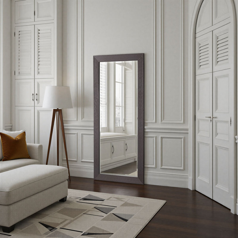 Madge Wavy Framed Wall Mounted Accent Mirror Bevelled, 77cm H x 168.5cm W, Bronze