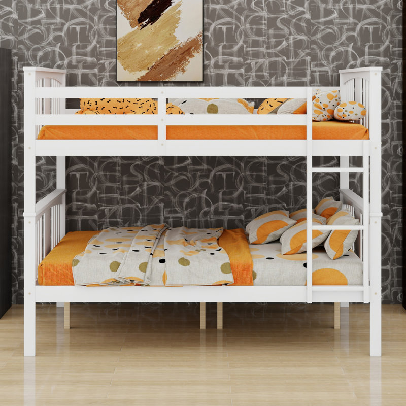 Lit superposé robuste avec échelle pour la chambre à coucher, White