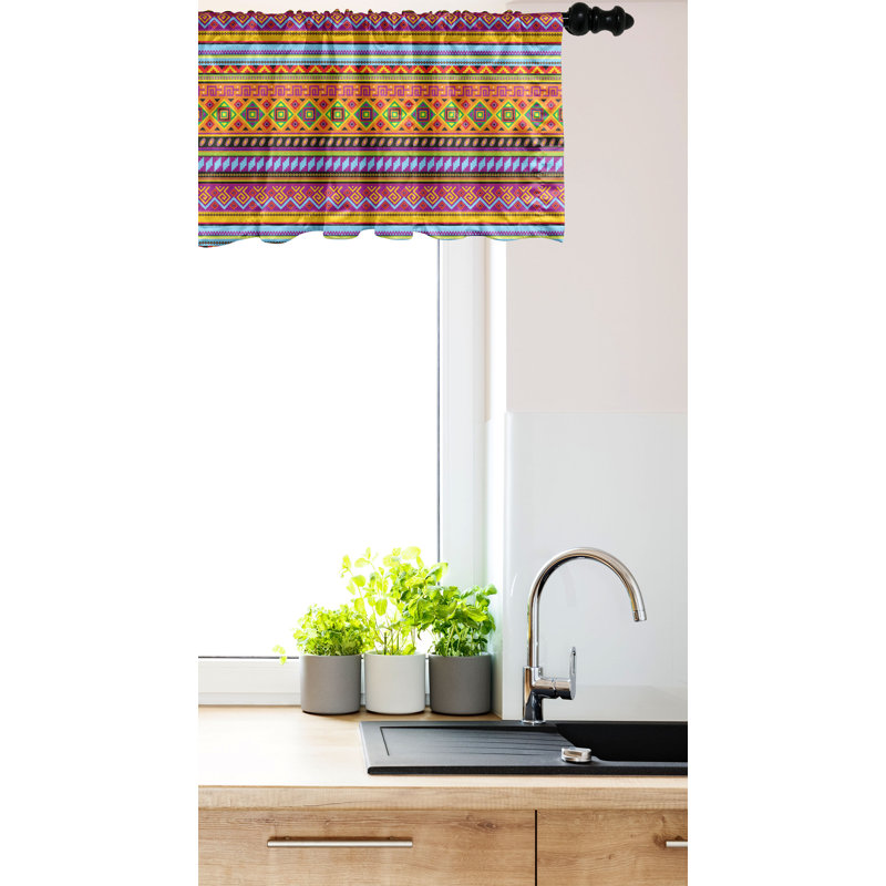 Multicolor Vintage Geometric Satin Rod Pocket Valance 54" x 12"