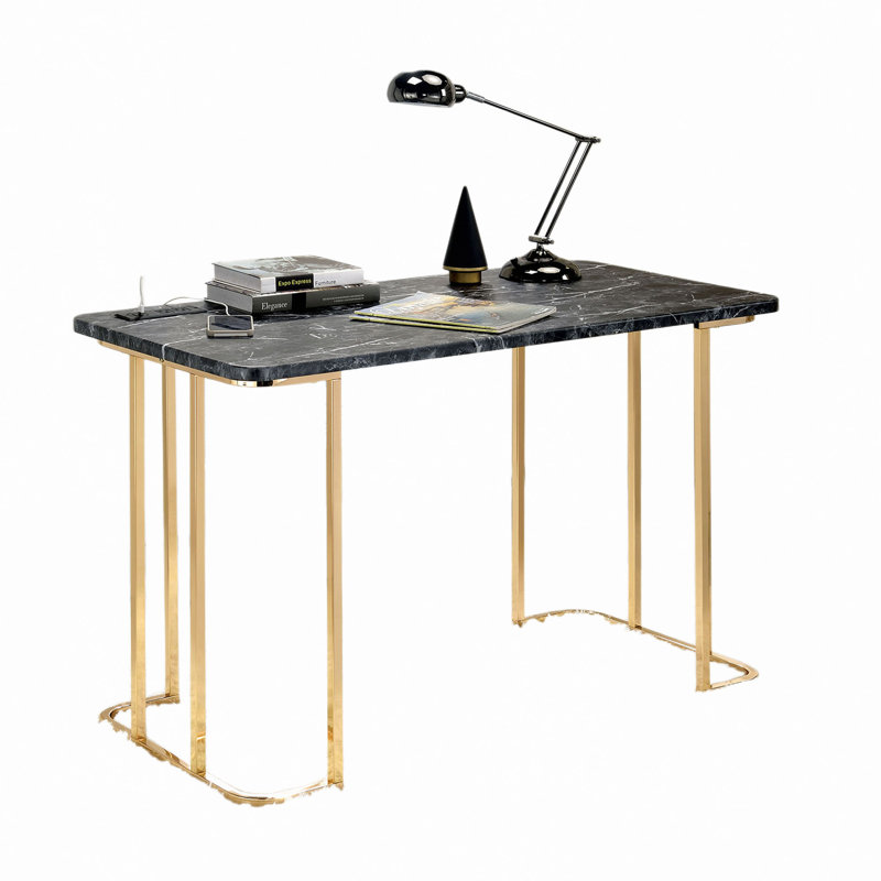 Bureau contemporain avec faux marbre USB sur le dessus et prise de courant