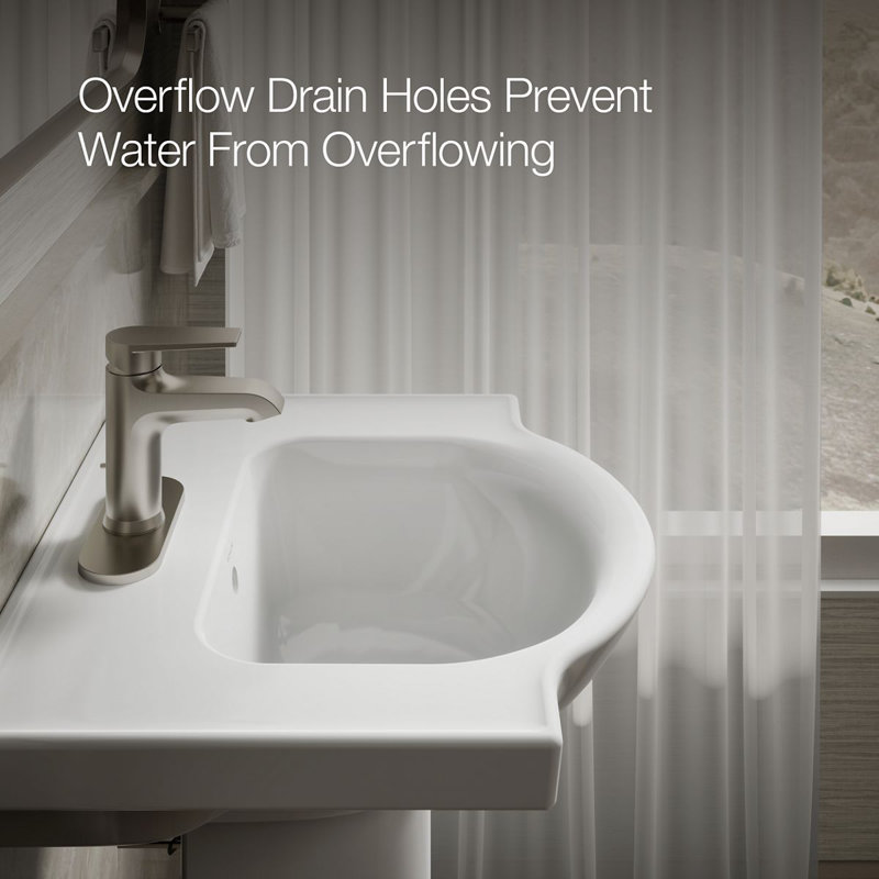 Veer™ Ceramic Pedestal Bathroom Sink with Overflow, White, 4" Centers, 35.5" H x 21" L x 18.25" W
