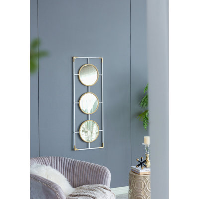 15.5X43.5" Gold And White Frame With Mirror