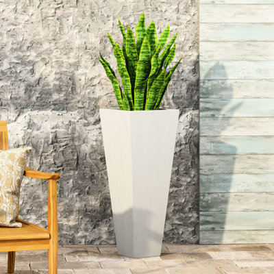Pot à fleurs effilé pour l'extérieur - L 12,79 po x l 12,79 po x H 32,12 po, oxyde de magnésium blanc mat, transformez votre espace, sans oxyde d'assemblage avec style, l 12,79 po de largeur, H 32,12 po de hauteur, blanc, améliorez l'apparence du jardin,