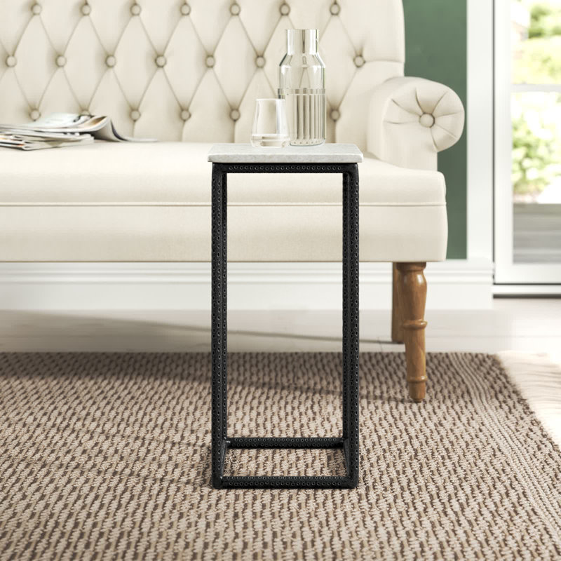 Maikel 21.5'' Tall Genuine Marble Frame End Table