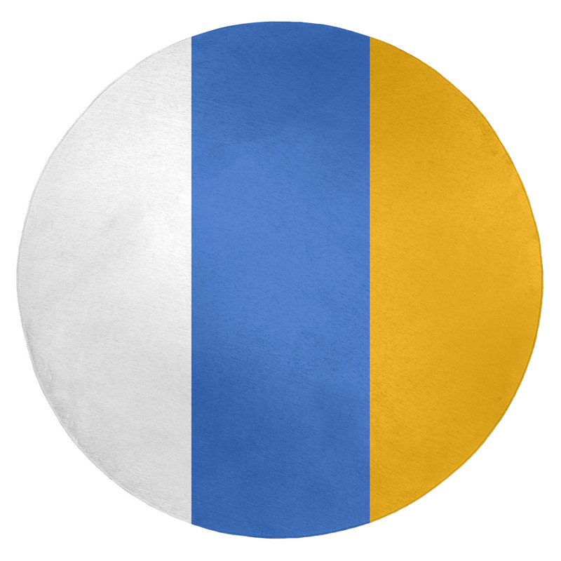 Tapis bleu/jaune, Rond 5 pi