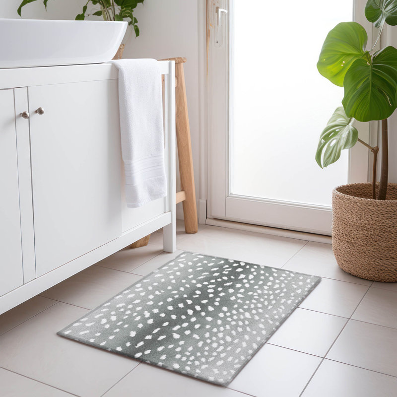 Premium Machine Washable Merilou AMF44 Gray Rug, Rectangle 1'8" x 2'6"