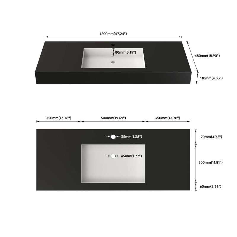 Premium Solid Surface Basin with Single Faucet Hole