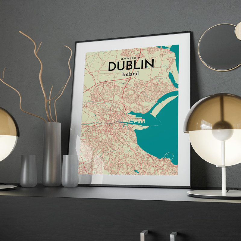 Dublin City Map In Tricolour - No Frame Print, 24cm H x 18cm W x 0.05cm D