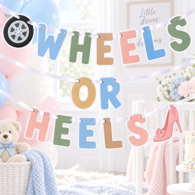 Bannière de roues ou de talons, décoration de fête genre, guirlande en carton fait à la main