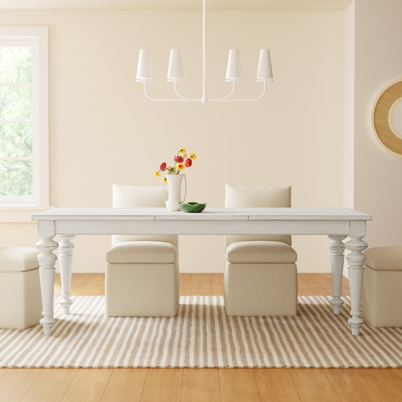 Crain 72" Extendable Dining Table, White, 30" H x 58" L x 38" W