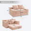 Canapé à compression 56 po en mousse viscoélastique pour salon - sans assemblage, convertible 2-en-1, tissu en velours côtelé - canapé compact pour les petits espaces, les appartements, le bureau à domicile et la chambre à coucher (rose)