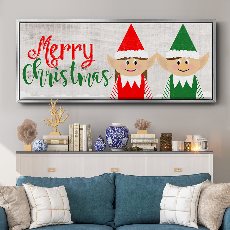 Christmas Elf Couple - toile encadrée, H 8 po x l 20 po