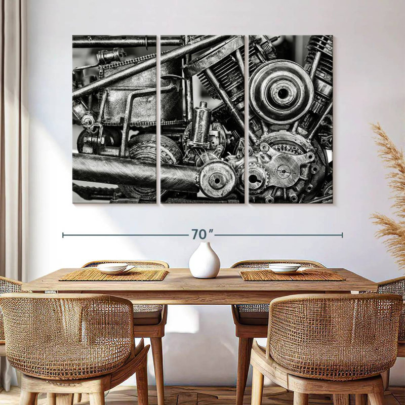 Mehar Old Motorcycle Engine, 42" H x 65" W