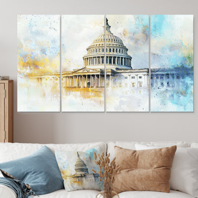 «USA Patriotist United States Capitol III», art mural patriotiste des États-Unis, art mural moderne sur toile, 4 pièces
