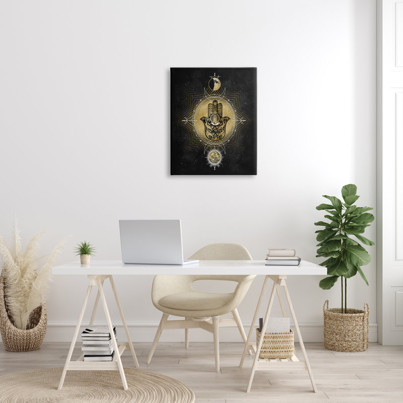 Symbole géométrique Hamsa et Evil Eye par Oliver Jeffries - impression, H 30 po x l 24 po, Toile tendue