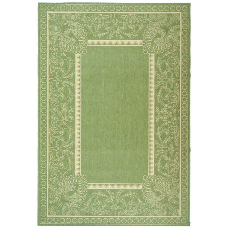 Arneshia Floral Hand-Woven Flatweave Olive/Natural Area Indoor/Outdoor Area Rug