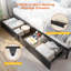 Lit de jour avec 2 tiroirs de rangement en dessous et station de charge, cadre de lit d'angle en forme de L avec bibliothèque de rangement et lumières à DEL pour le salon, la chambre à coucher et la chambre d'amis-2054434305-2051943905