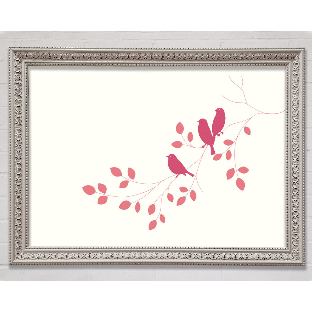 Pink Bird Leaves - Einzelner Bilderrahmen Kunstdrucke