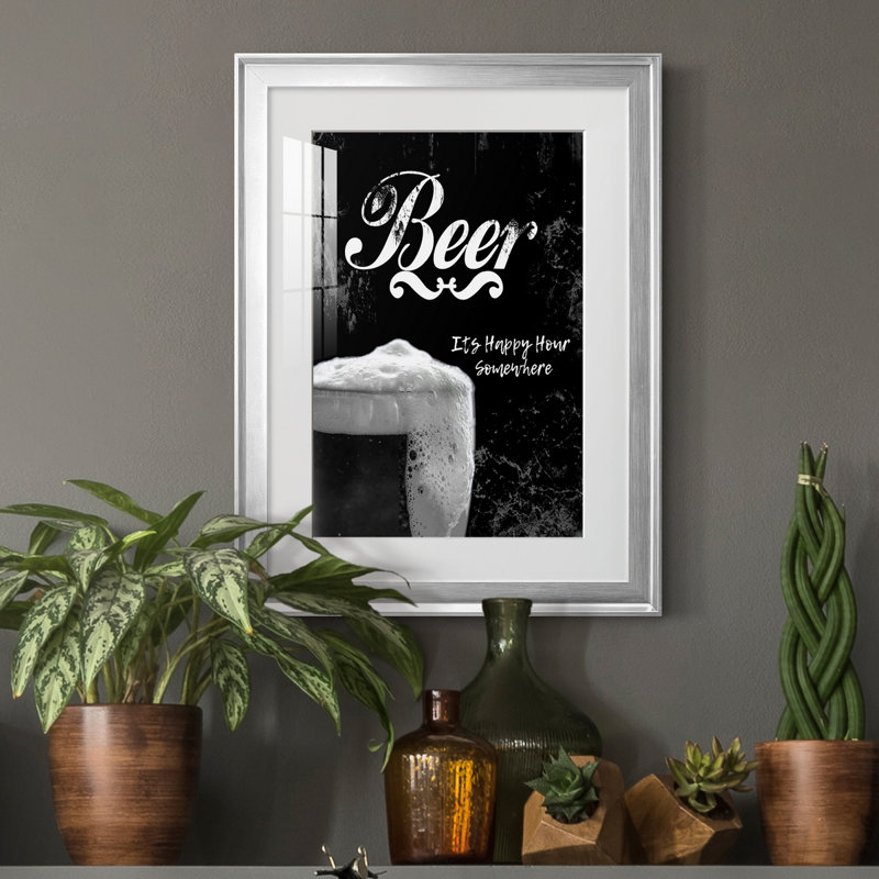 Beer - art textuel avec cadre photo, Argent, H 22,5 po x l 30,5 po x P 1,5 po