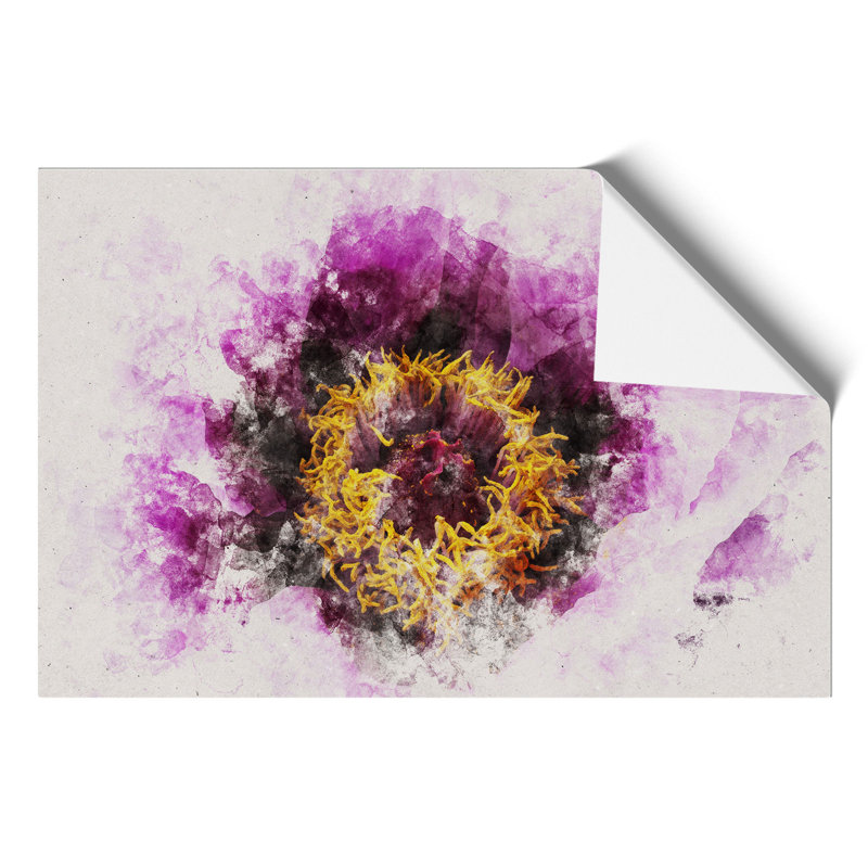 Purple Peony Flower Watercolour - Frameless Print, 30cm H x 42cm W x 0.1cm D