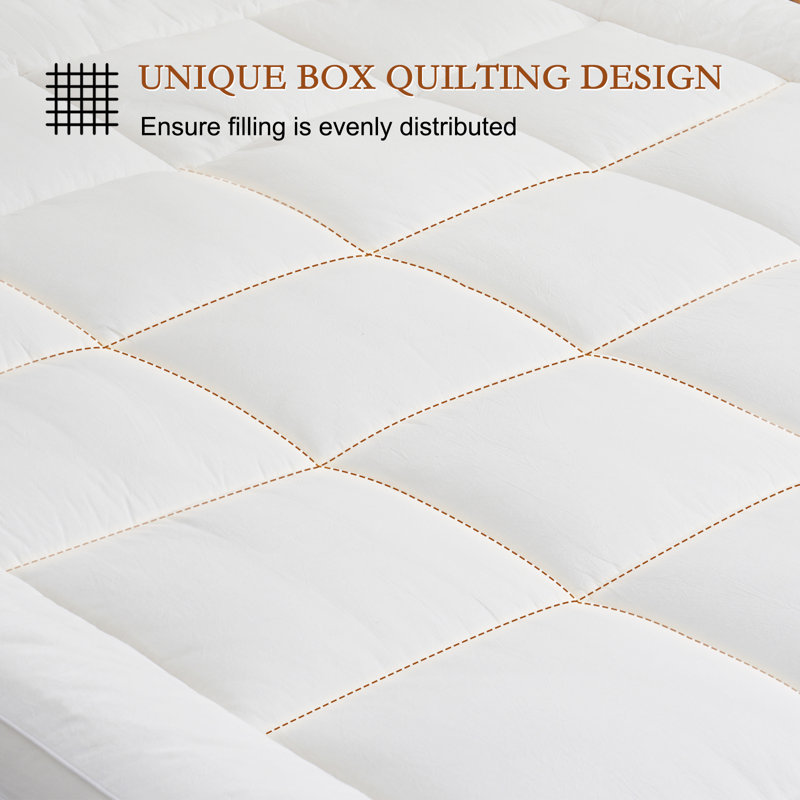 Surmatelas 100% laine naturelle avec housse en coton, 840 g / m², taille simple (blanc), Blanc, Lit simple