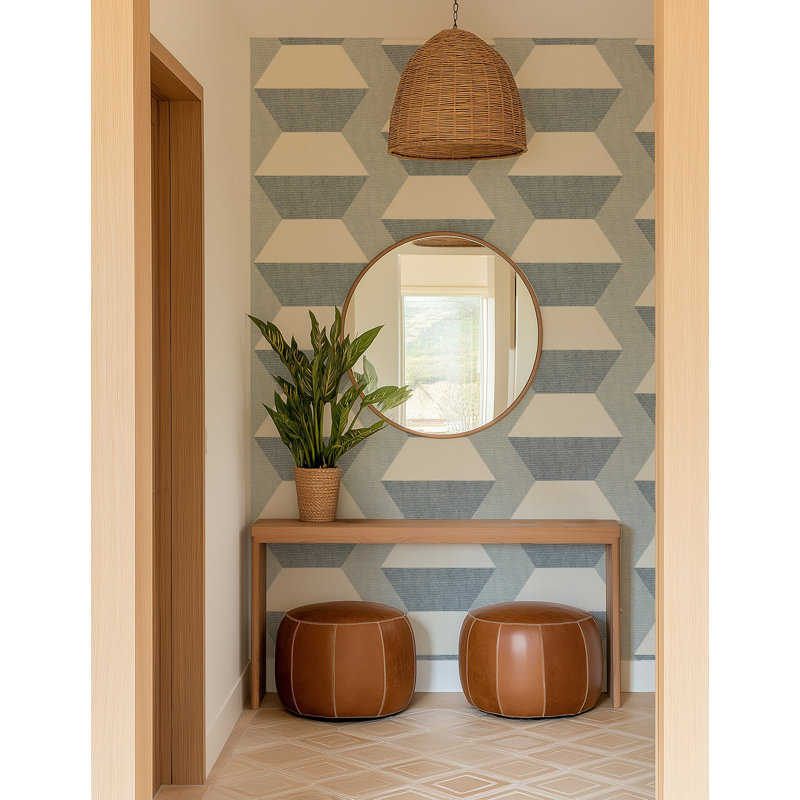 Infinity Blocks - Lacquered Wallpaper, Non-Pasted, Blues, Paper