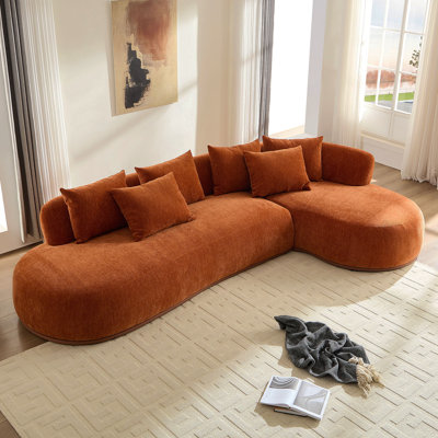 Canapé modulaire surdimensionné en L de 134,63 po avec méridienne faisant face à la droite et assise profonde pour salon ORANAGE