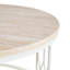 Table basse ronde, 27,5 pouces, panneau de fibres à densité moyenne en faux travertin avec finition blanche, style Wabi-Sabi-129875930